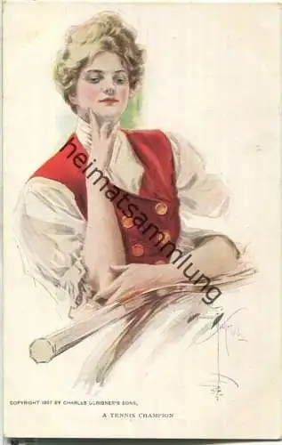 A Tennis Champion - Künstlerkarte signiert Harrison Fisher 1906 - Published by Reinthal & Newman N. Y.