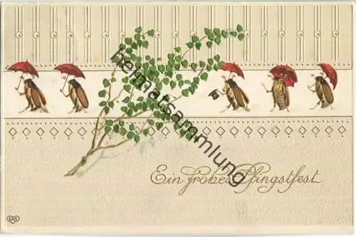 Ein frohes Pfingstfest - Maikäfer - Prägedruck - Verlag EAS