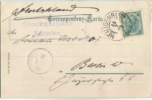 Glocknerhaus mit Pasterzengletscher und Grossglockner - Verlag Joh. Leon sen. Klagenfurt 1902