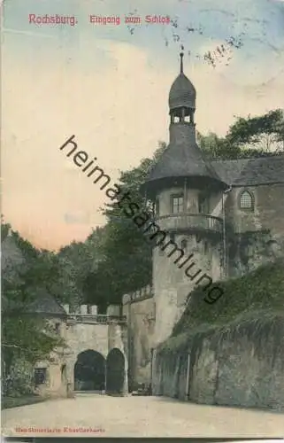 Rochsburg - Eingang zum Schloss - Handkoloriert - Verlag Brück & Sohn Meissen