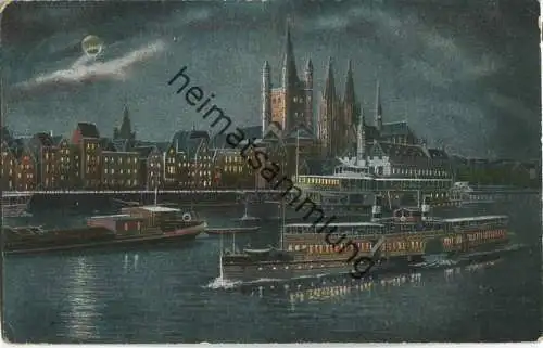 Köln bei Nacht - Dom - Schiffe - Feldpost