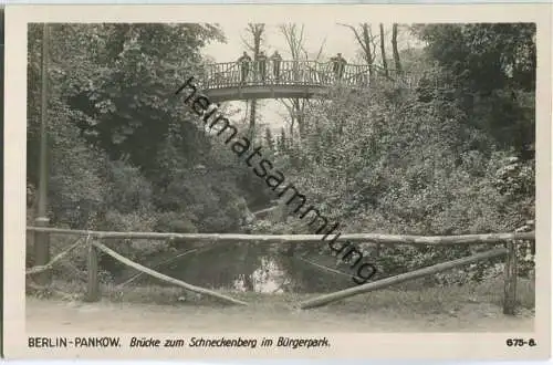 Berlin-Pankow - Brücke zum Schneckenberg im Bürgerpark - Verlag Ludwig Walter Berlin - Foto-Ansichtskarte 30er Jahre