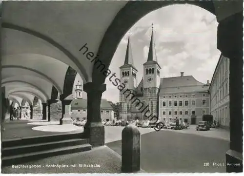 Berchtesgaden - Stiftskirche - Schlossplatz - Foto-Ansichtskarte Grossformat - Verlag L. Ammon Berchtesgaden-Schönau