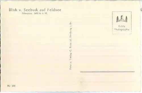 Feldsee - Blick von Seebuck - Foto-Ansichtskarte - Verlag C. Reinold Freiburg