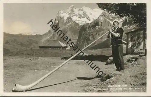 Grindelwald - Mettlenalp - Alphornbläser - Foto-AK - Verlag Lottenbach - gel. 1938