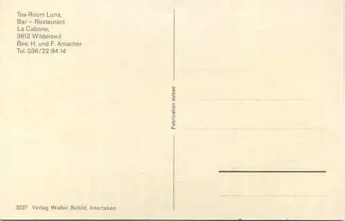 Wilderswil - Tea-Room Luna - Besitzer H. und F. Amacher - Verlag Walter Schild Interlaken