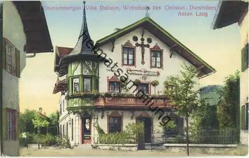 Oberammergau - Villa Daheim - rückseitig Autogramm Anton Lang - Verlag Lorenz Fränzl München 1910