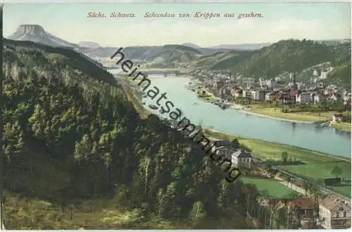 Schandau von Krippen gesehen - AK ca. 1910 - Verlag Emil Degenkolb Nf. Dresden