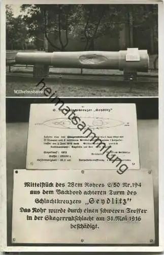 Wilhelmshaven - Mittelstück des Rohres aus dem Turm der Seydlitz - Foto-Ansichtskarte