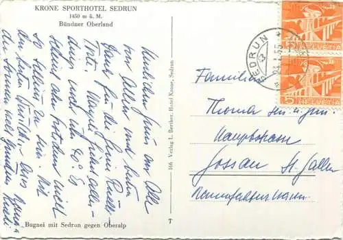 Sedrun - Burgnei gegen Oberalp - Foto-AK Grossformat - Verlg L. Berther Sedrun - gel. 1955