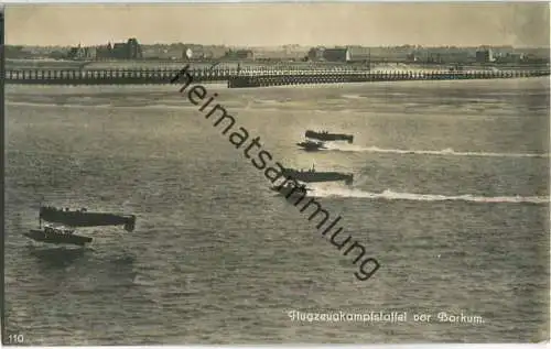 Flugzeugkampfstaffel vor Borkum - Foto-Ansichtskarte ca. 1915
