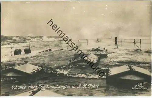 Schanze eines Grosskampfschiffes in A. K. Fahrt - Foto-Ansichtskarte - Verlag F. Finke Wilhelmshaven