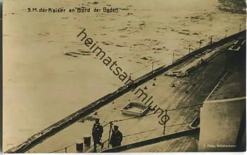 Der Kaiser geht an Bord der Baden - Foto-Ansichtskarte - Verlag F. Finke Wilhelmshaven