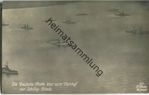 Deutsche Flotte vor Schillig-Rhede - Foto-Ansichtskarte - Verlag F. Finke Wilhelmshaven