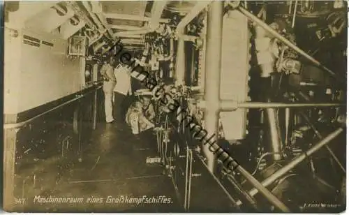 Maschinenraum eines Grosskampfschiffes - Foto-Ansichtskarte - Verlag F. Finke Wilhelmshaven