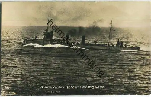 Moderner Zerstörer G-Boot auf Kriegswache - Foto-Ansichtskarte - Verlag F. Finke Wilhelmshaven