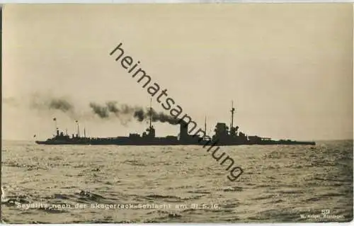 Seydlitz nach der Skagerrak-Schlacht - Foto-Ansichtskarte - Verlag F. Finke Wilhelmshaven