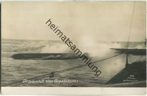 Torpedoschuss eines Torpedobootes - Foto-Ansichtskarte - Verlag F. Finke Wilhelmshaven