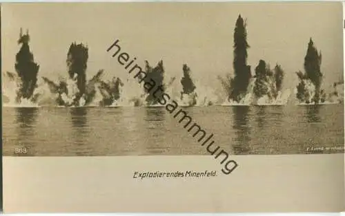 Explodierendes Minenfeld - Foto-AK - Verlag F. Finke Wilhelmshaven