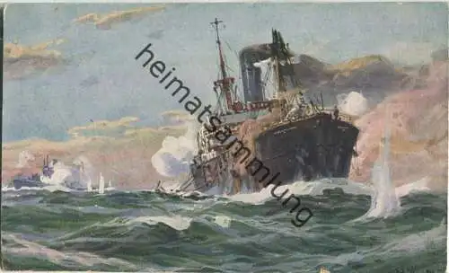 U-Boot-Spende 1917 - Handelsdampfer - U-Boot - Willy Stöwer - Feldpost