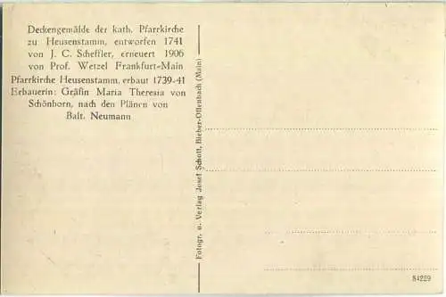 Heusenstamm - Deckengemälde der katholischen Pfarrkirche - Foto-Ansichtskarte - Verlag Josef Schott Bieber-Offenbach