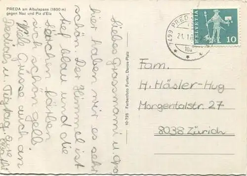 Preda - am Albulapass - AK Grossformat - Verlag Furter Davos-Platz - gel. 1967