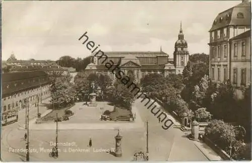 Darmstadt - Paradeplatz - Museum - Denkmal Ludwig IV - Foto-AK - Verlag Trinks & Co GmbH Leipzig