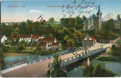 Zwickau - Paradiesbrücke - Ebertschlösschen - Verlag Trinks & Co GmbH Leipzig - Soldatenkarte