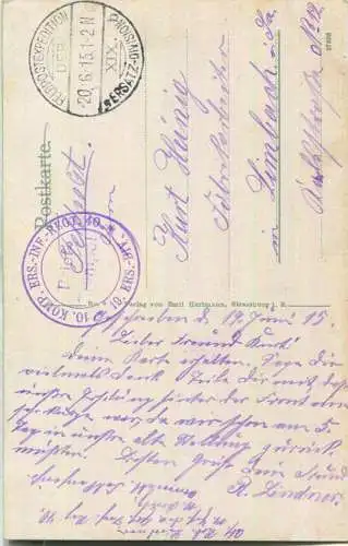 Fischbödle - Spitzköpfe - Feldpost - Verlag Emil Hartmann Strassburg - Briefstempel