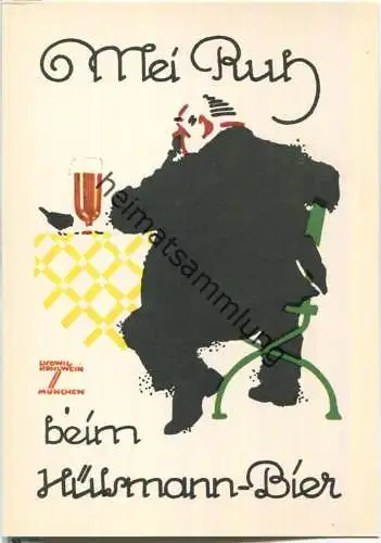 Hülsmann-Bier - signiert Ludwig Hohlwein München - Mei Ruh - AK-Grossformat um 1950