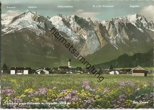 Farchant gegen Wettersteingebirge - Zugspitze - Foto-AK Grossformat 50er Jahre - Verlag M. Lorenz Farchant