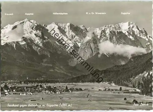 Farchant gegen Wettersteingebirge - Zugspitze - Foto-AK Grossformat 50er Jahre - Verlag M. Lorenz Farchant