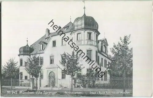 München - Villa Sprenger - erbaut von Baurat Hans Grässel München - Verlag Robert von der Burg Durlach 1907