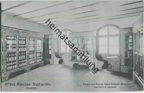 München - Stadtarchiv - Inneres - erbaut von Baurat Hans Grässel München - Verlag Robert von der Burg Durlach 1907