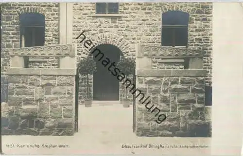 Karlsruhe - Stephanienstrasse - Erbaut von Professor Billing Karlsruhe - Verlag Robert von der Burg Durlach 1906