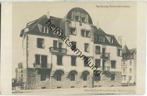 Karlsruhe - Melanchtonplatz - Erbaut von Professor Billing Karlsruhe - Verlag Robert von der Burg Durlach 1906