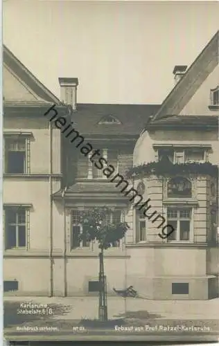Karlsruhe - Stabelstrasse 6/8 - Erbaut von Professor Ratzel Karlsruhe - Verlag Robert von der Burg Durlach 1906