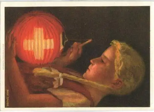 Bundesfeier-Postkarte 1936 - 10 Cts - Für die Bekämpfung der Tuberkulose - Mädchen mit Lampion