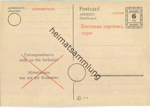 Postkarte SBZ OPD Schwerin - rückseitig vierzeilige Bemerkung