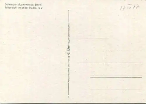 Basel - Schweizer Mustermesse - Teilansicht Innenhof Hallen 10-21 - AK Grossformat - Verlag E. Zimi Emmenbrücke