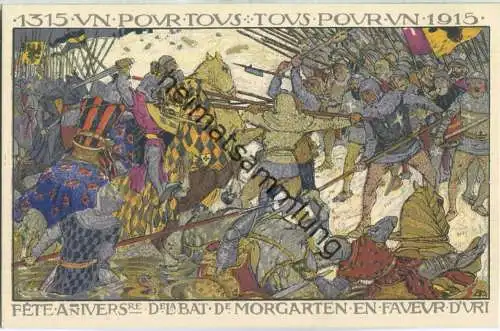 Postkarte - Urnertag 1915 - Schlacht am Moorgarten - Kämpfende Heere