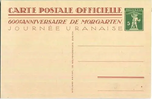 Postkarte - Urnertag 1915 - Schlacht am Moorgarten - Urner wälzt Stein