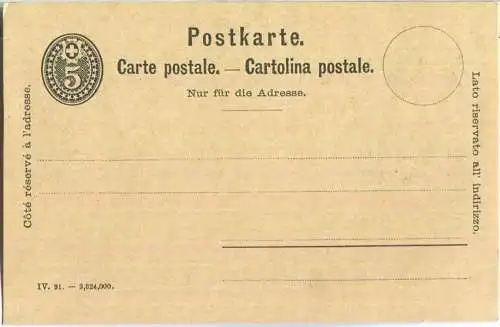 Postkarte - 600 Jahre Eidgenossenschaft 1891 - Bundesfesthütte bei Schwyz