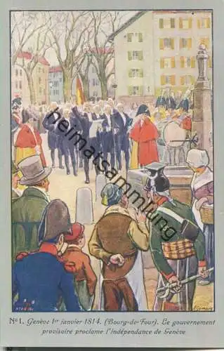 Postkarte - Eintritt des Kantons Genf in die Schweizerische Eidgenossenschaft 1914 - Helvetia-Brustbild 10 Cts. rot