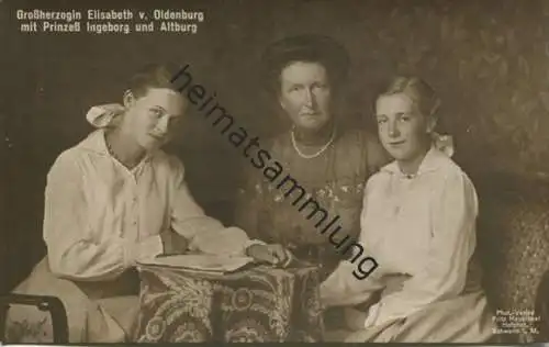 Grossherzogin Elisabeth von Oldenburg mit Prinzess Ingeborg und Altburg - Verlag Fritz Heuschkel Schwerin