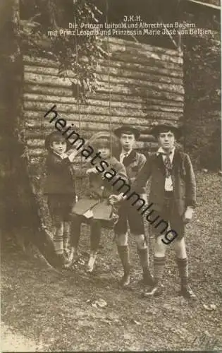 Die Prinzen Luitpold und Albrecht von Bayern mit Prinz Leopold und Prinzessin Marie Jose von Belgien - Verlag J. Windhag