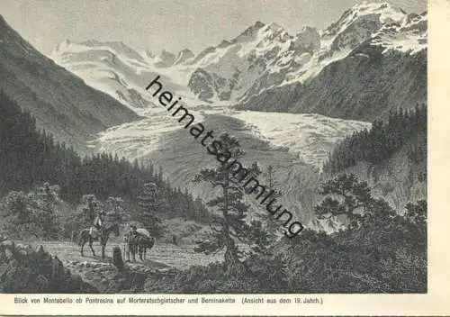 Blick auf den Morteratsch Gletscher (Ansicht aus den 19. Jahrhundert) - AK-Grossformat - Einladung zur Tagung der Alt-Zu