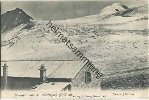 Similaunhütte am Niederjoch - Similaun - Verlag B. Peter Meran 1905