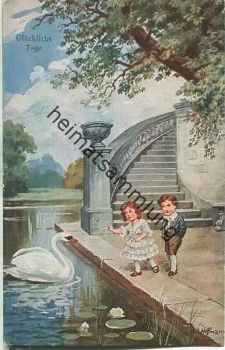 Glückliche Tage - Kinder - Schwan - signiert A. Hoffmann