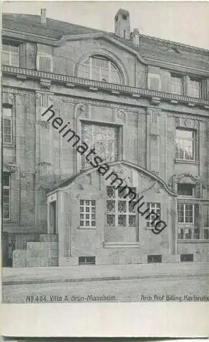 Mannheim - Villa A. Grün - erbaut von Professor Billing Karlsruhe - Verlag Robert von der Burg Durlach 1907